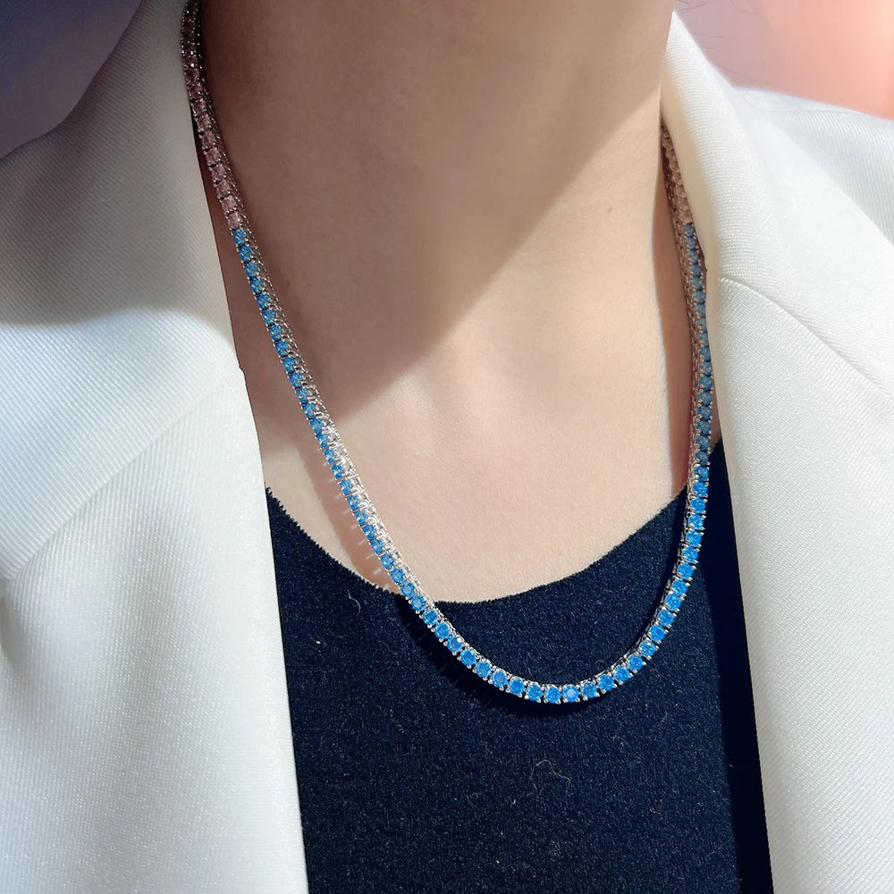 Miami Ice 5mm Tennis Chain Pink - Blue