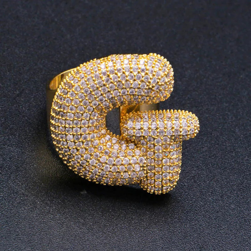 Miami Ice A-Z Initial Custom Letter Iced Out Ring