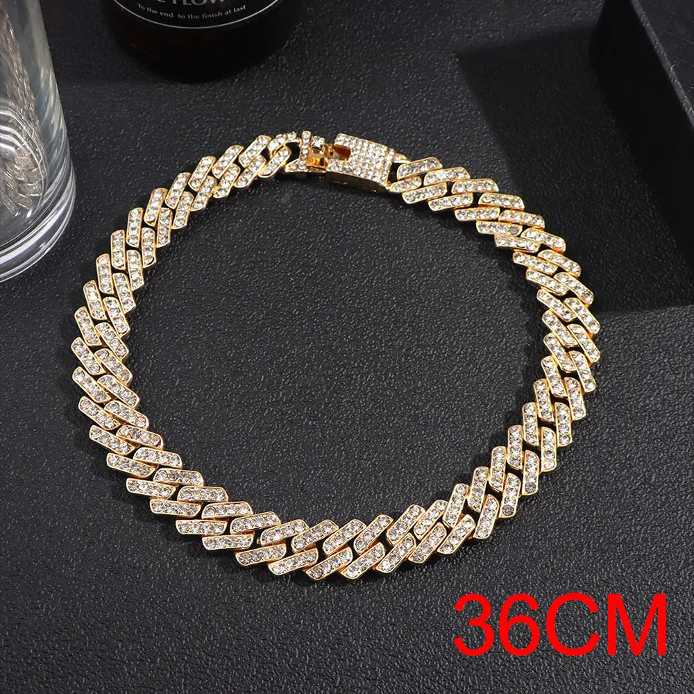 Miami Ice 12mm Iced Cuban Link Chain - Gold