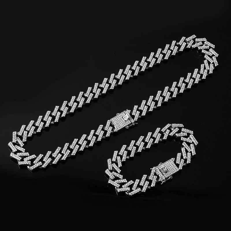 Miami Ice 14mm Cuban Link Chain - White Gold
