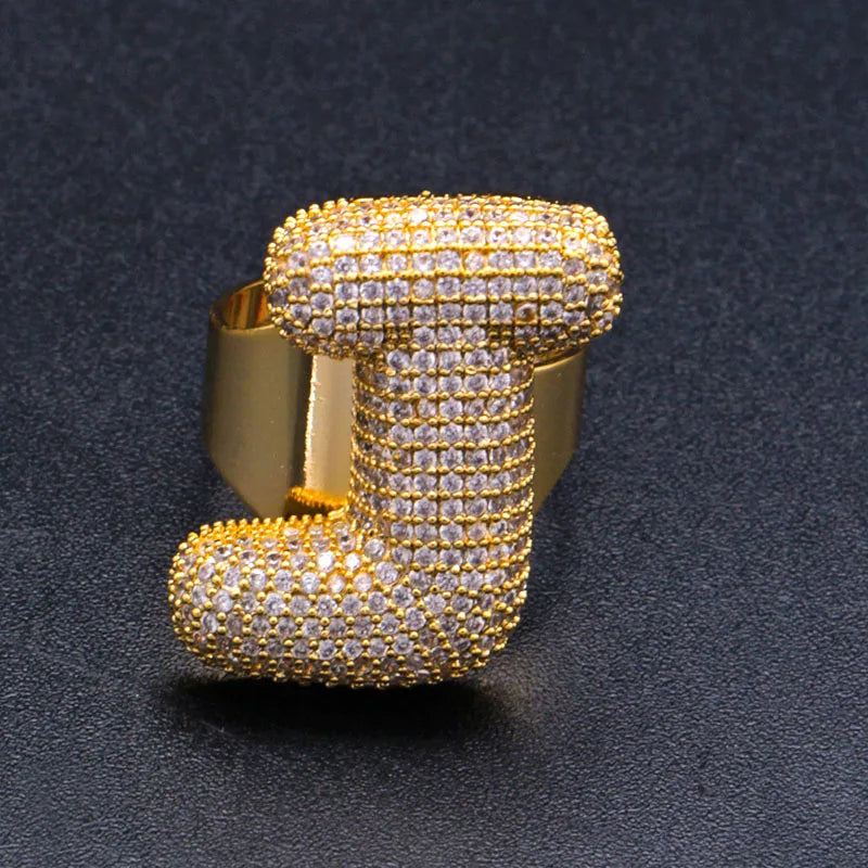 Miami Ice A-Z Initial Custom Letter Iced Out Ring