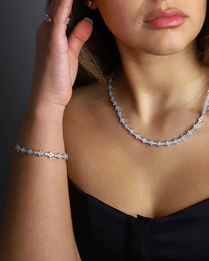 Miami Ice Comb Tennis Bracelet - White Gold