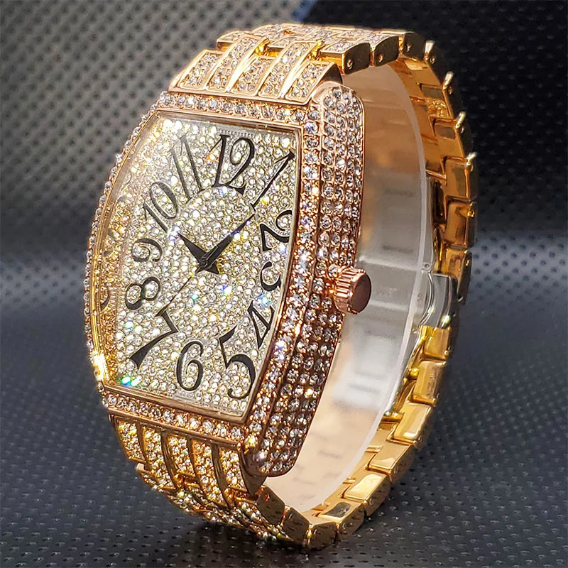 Men's waterproof tonneau watch