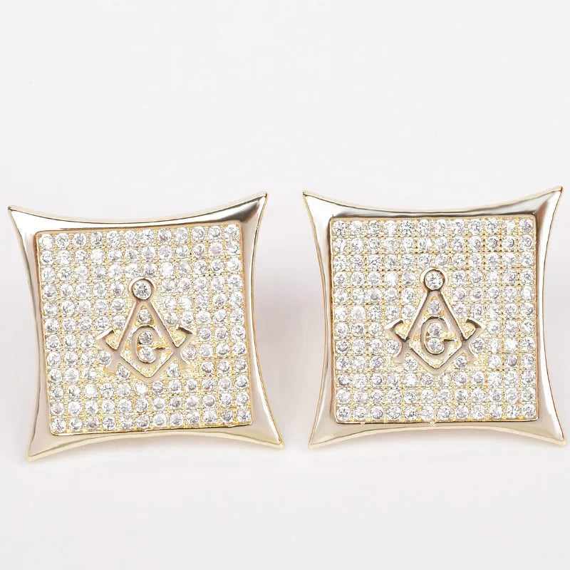 Miami Ice 12mm Sharp Cursive Iced Out Stud Earrings