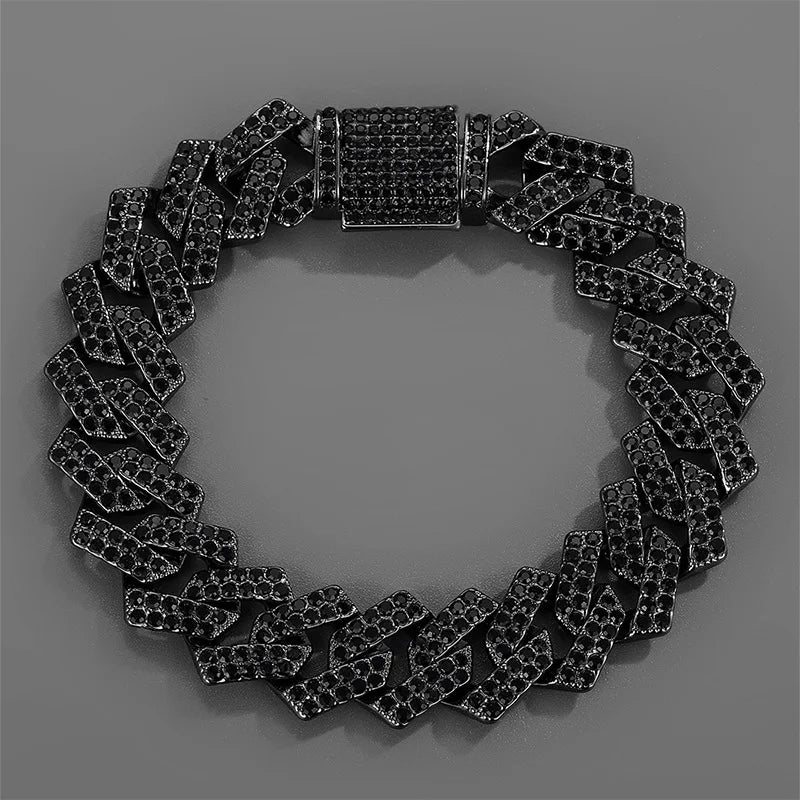 Miami Ice 14mm Black Iced Out Cuban Bracelet
