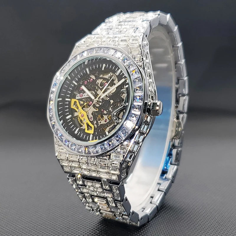 Miami Ice Marquis Skeleton Baguette Watch
