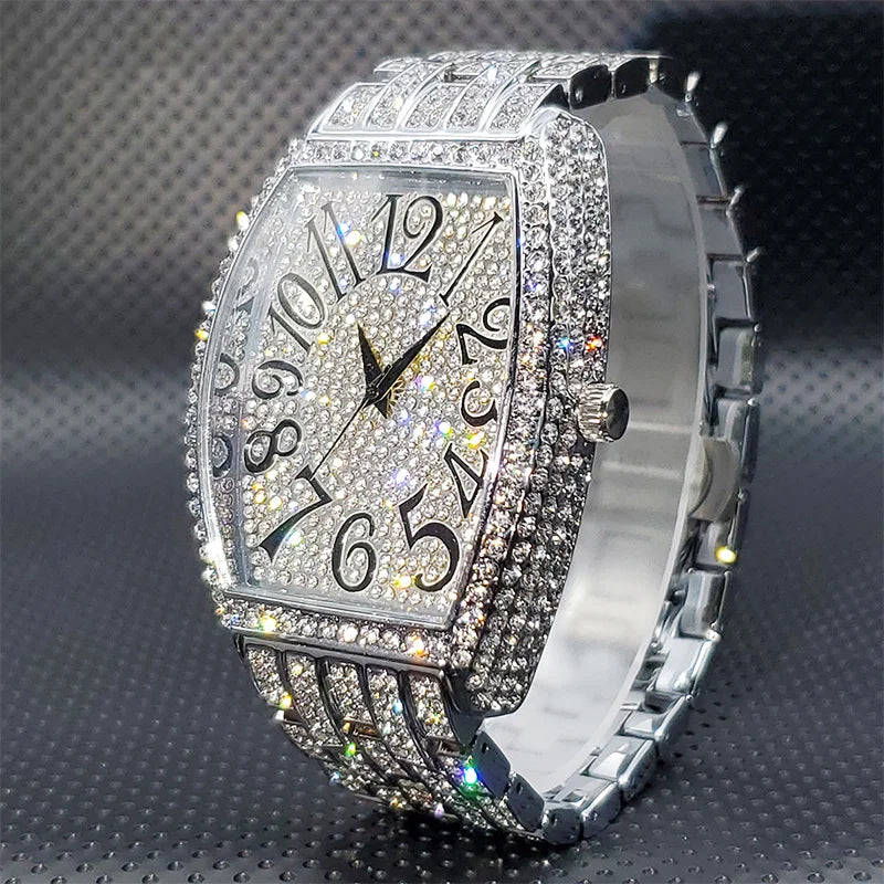 Miami Ice Navette Gold Iced Out Watch