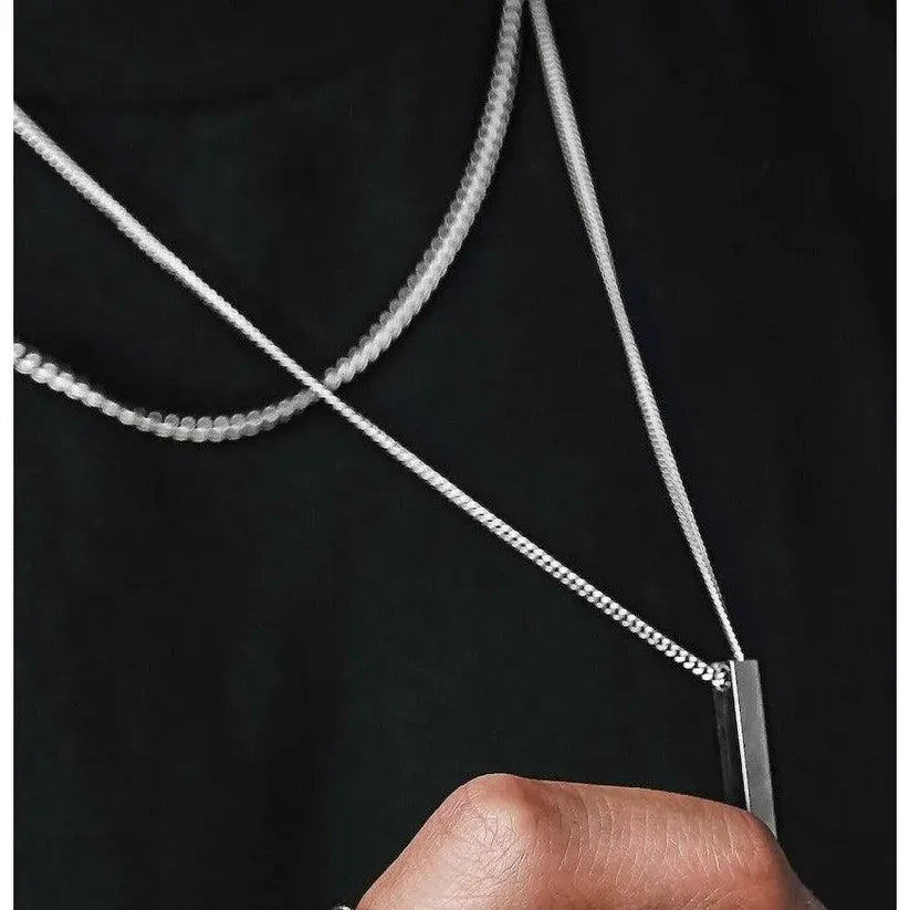 Miami Ice Bar Necklace Set - White Gold