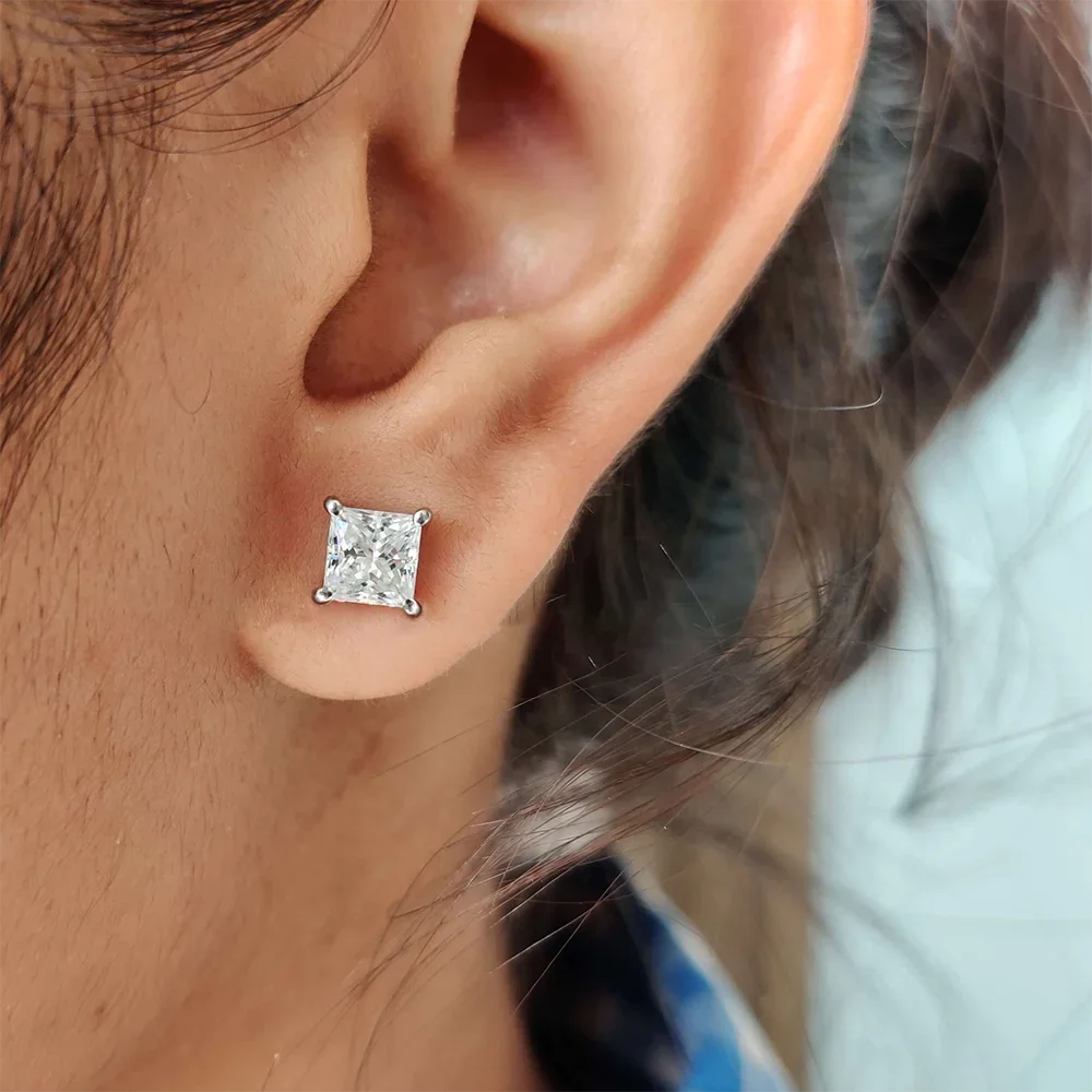 Princess Cut Moissanite Earrings