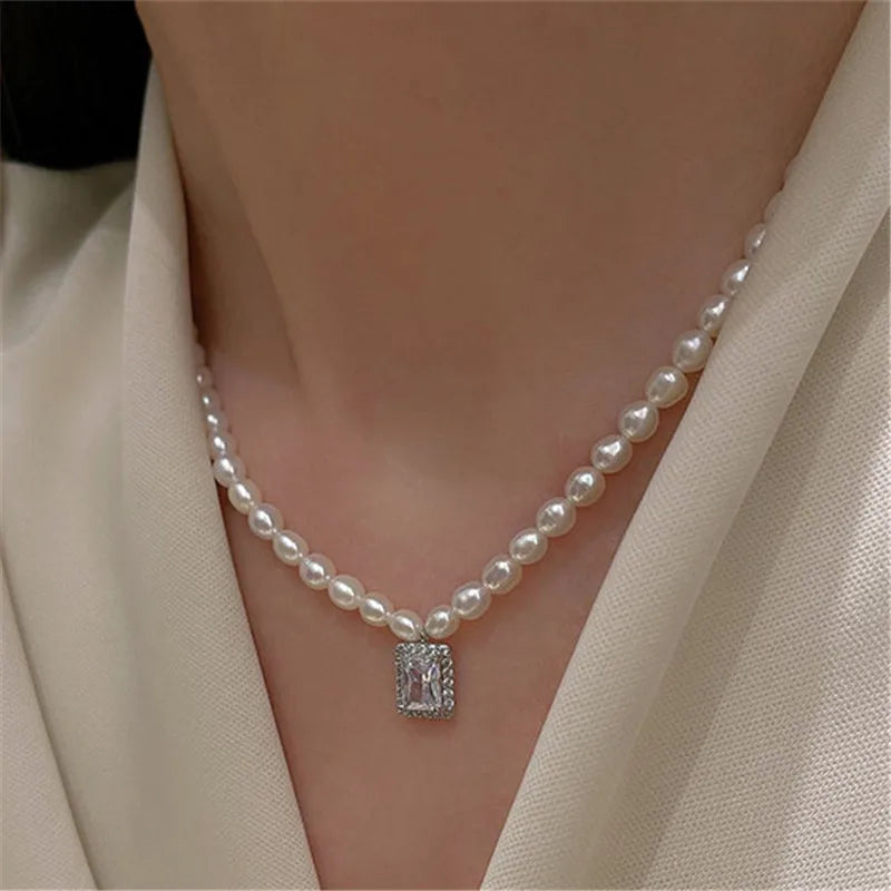 Miami Ice 6mm Pearl + Padlock Necklace