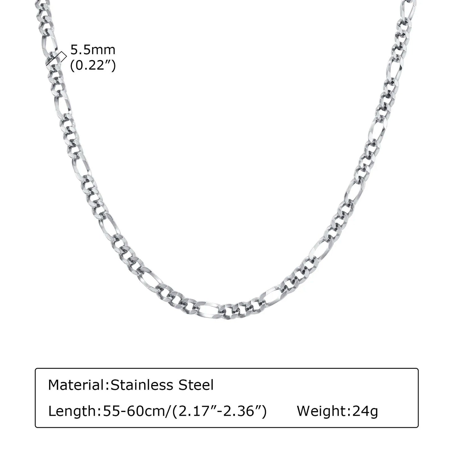 Miami Ice 3mm Figaro Chain - White Gold