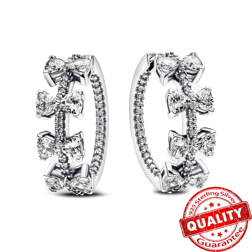 Silver Pink Bow Stud Earrings