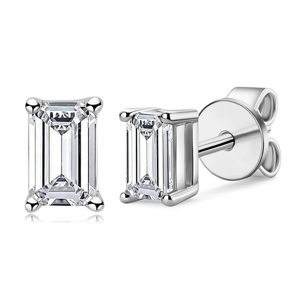 Emerald Cut Moissanite Earrings