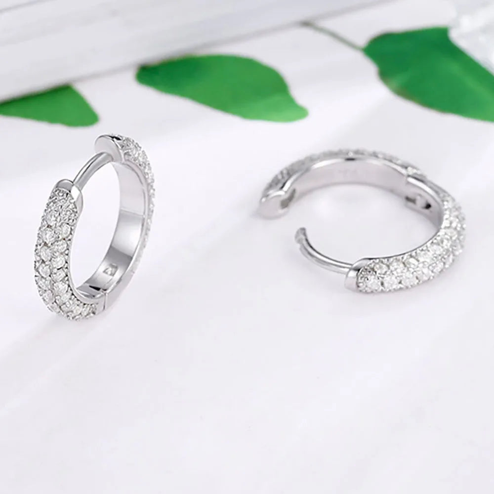 Miami Iced Hoop Earrings - White Gold