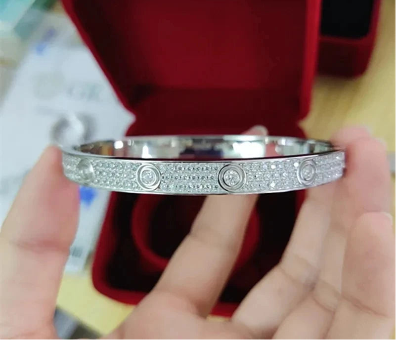Miami Iced Band Bracelet - White Gold