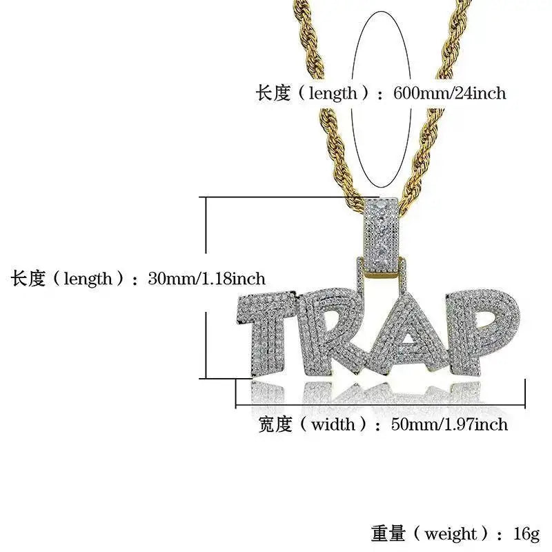 Miami Ice Rockstar Custom Name Pendant - White Gold