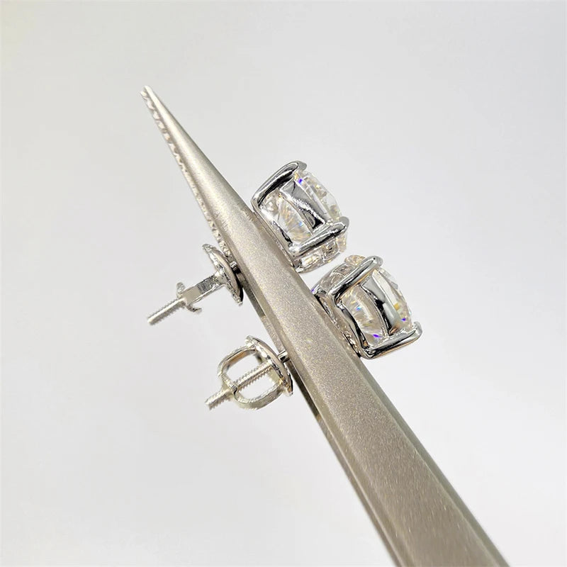 Moissanite Screws Back Ear Studs