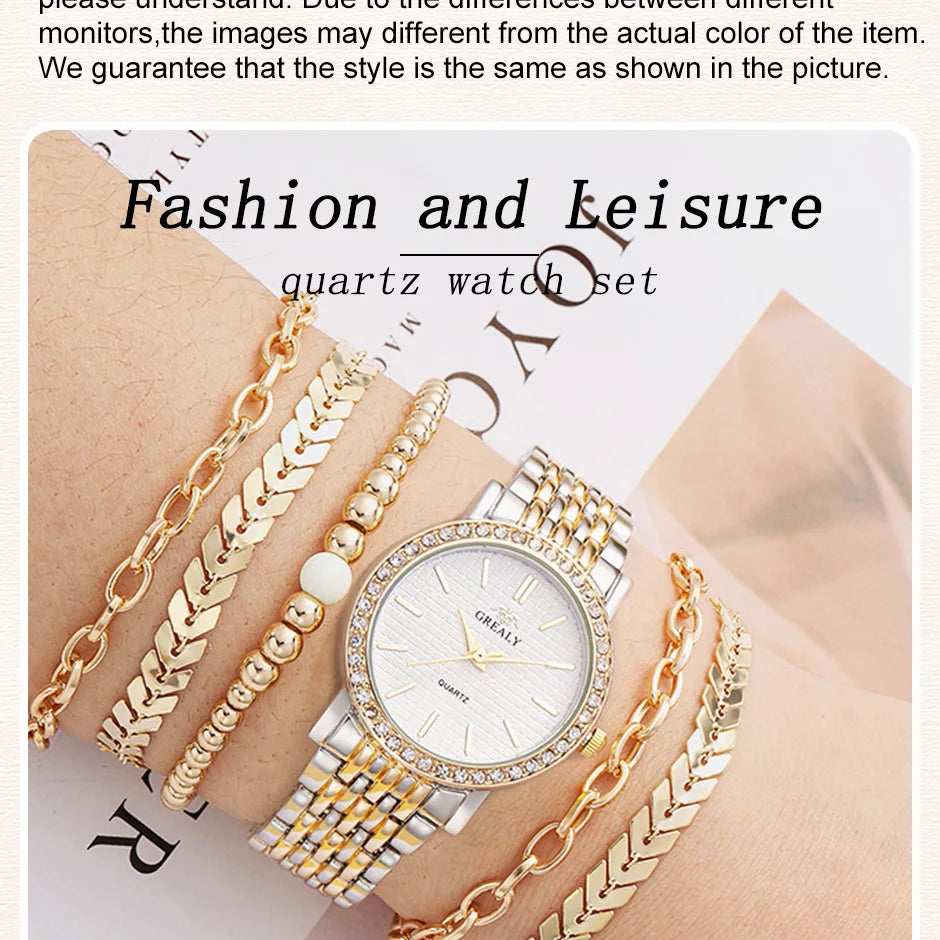 6pcs Dainty Quartz Watches & Bracelet Set