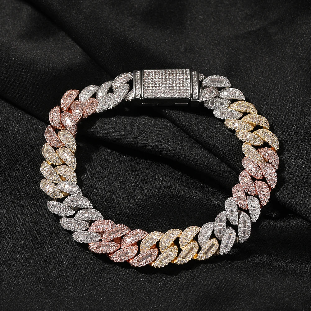 Miami Ice 14mm Diamond Prong Link Bracelet - 2 Tone