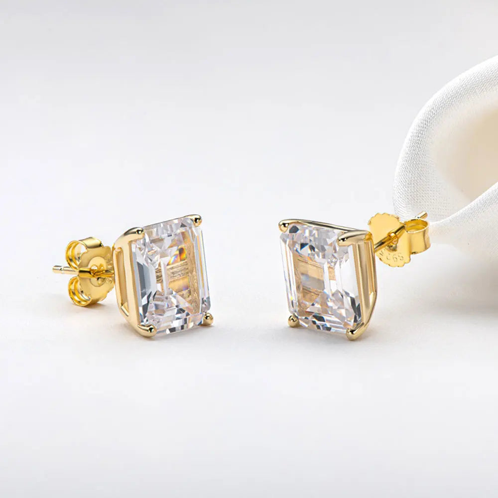 Emerald Cut Moissanite Earrings