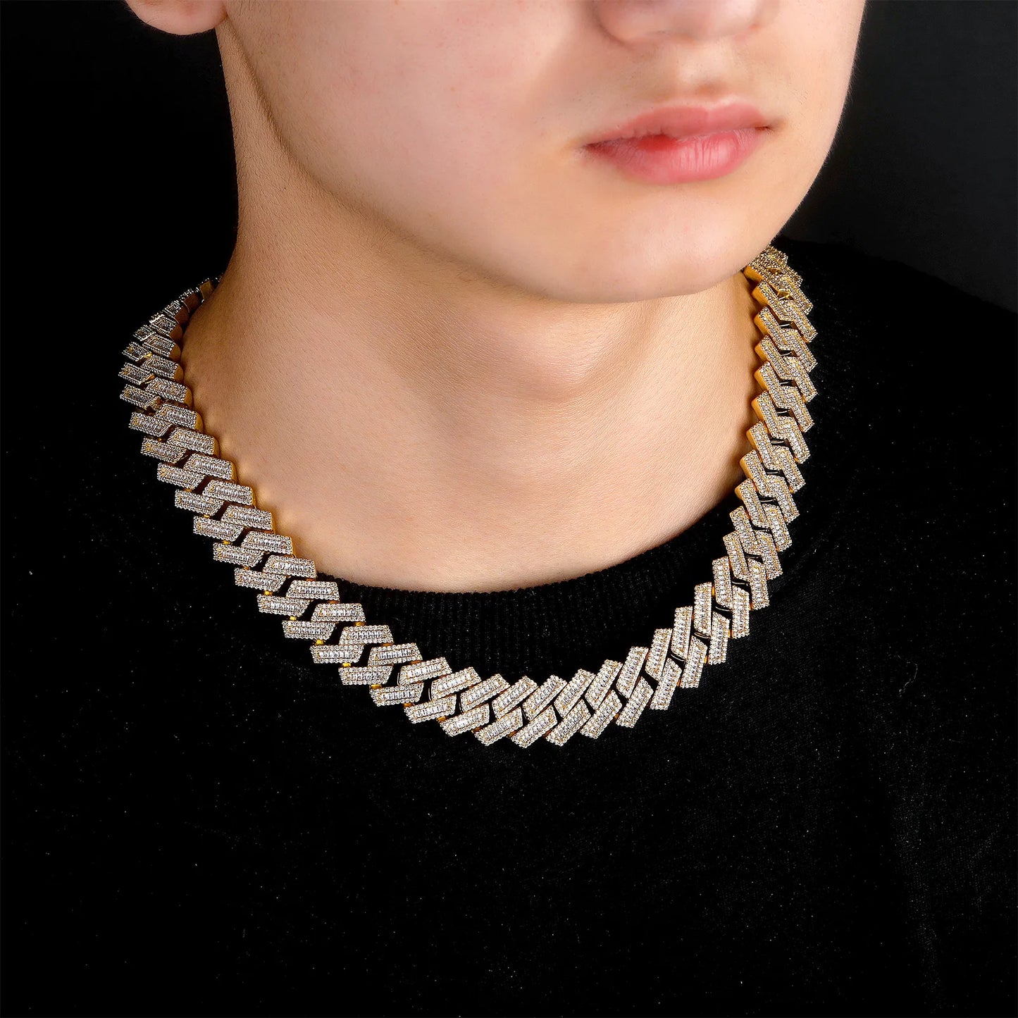 Miami Ice 10mm Diamond Prong Link Chain - White Gold