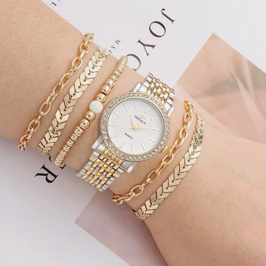 6pcs Dainty Quartz Watches & Bracelet Set