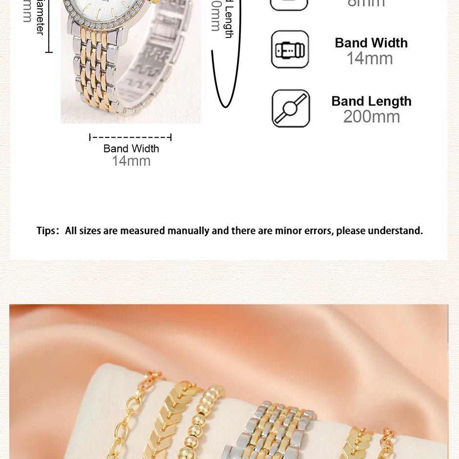 6pcs Dainty Quartz Watches & Bracelet Set