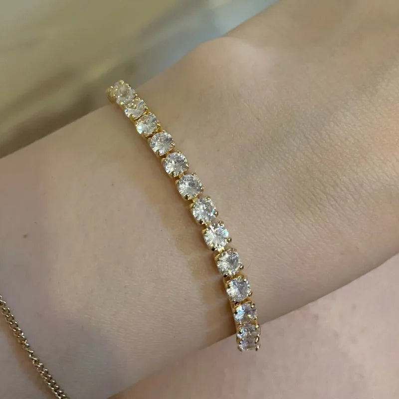 Miami Ice 7mm Clustered Tennis Bracelet - Gold