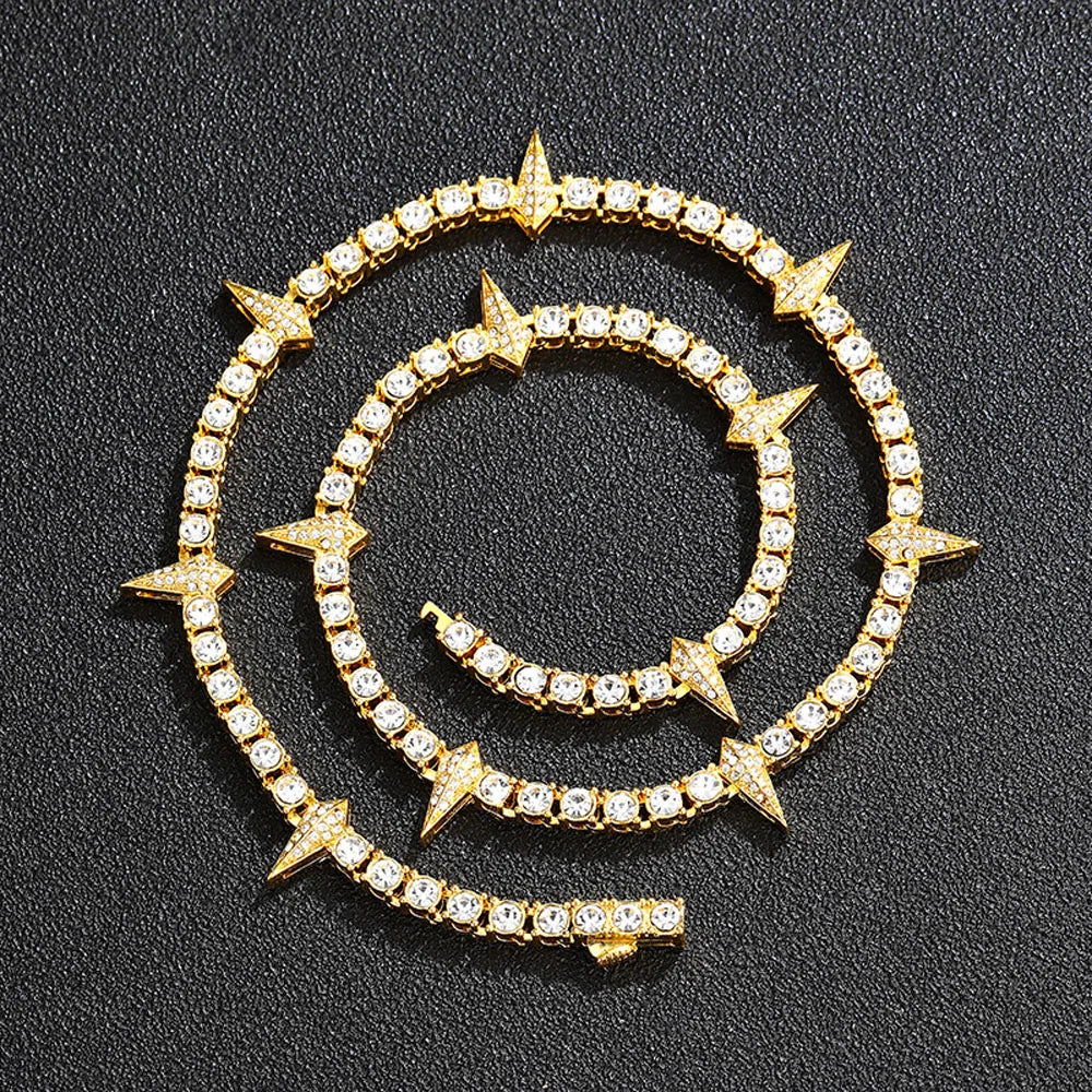 Miami Ice 5mm Spike Tennis Chain - Gold