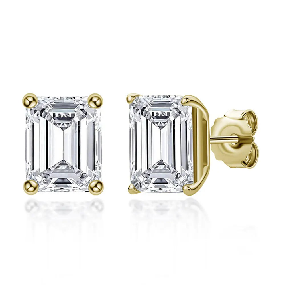 Miami Ice Emerald Cut Moissanite Earrings