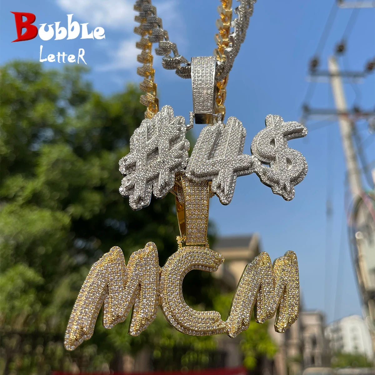 Bubble Letter Personalized Necklace for Men