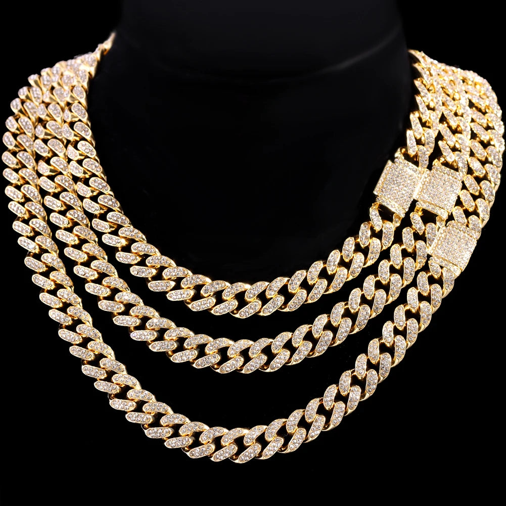 12mm Iced Cuban Chain + Bracelet Bundle - White Gold