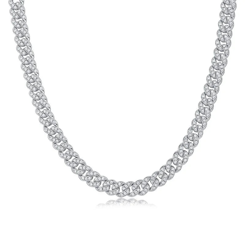 Miami Ice 8mm Iced Cuban Link Chain - White Gold