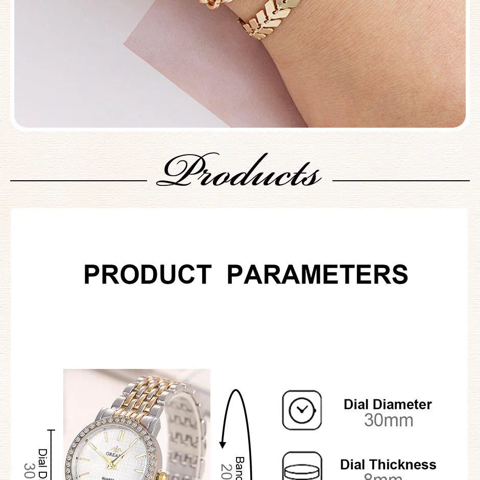 6pcs Dainty Quartz Watches & Bracelet Set