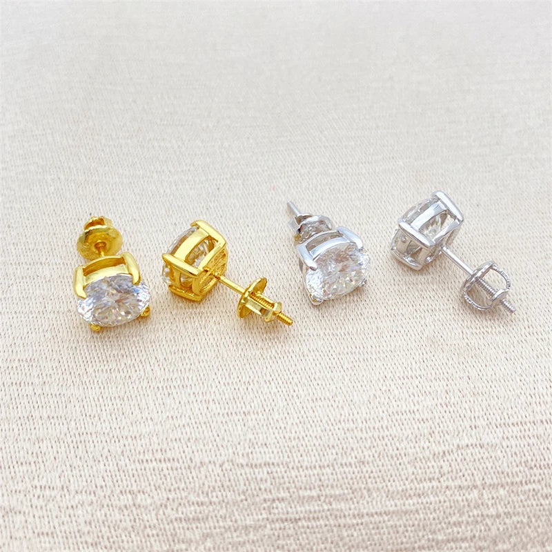 Moissanite Screws Back Ear Studs