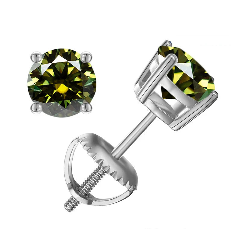 Moissanite Screws Back Ear Studs
