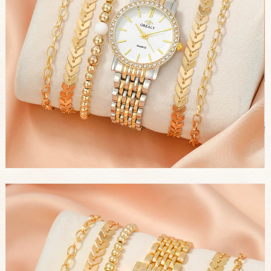 6pcs Dainty Quartz Watches & Bracelet Set