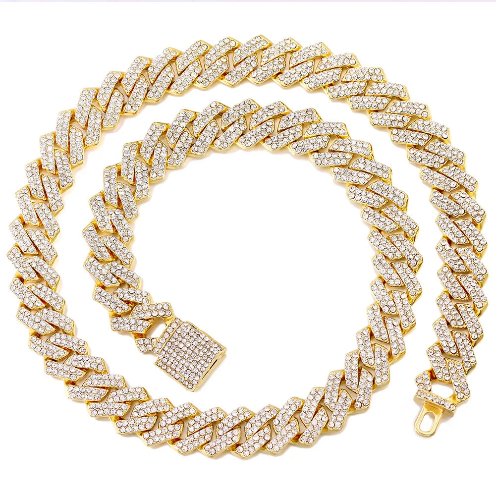 Iced Out 14MM Prong Rhombus Diamond Cuban Link Chain