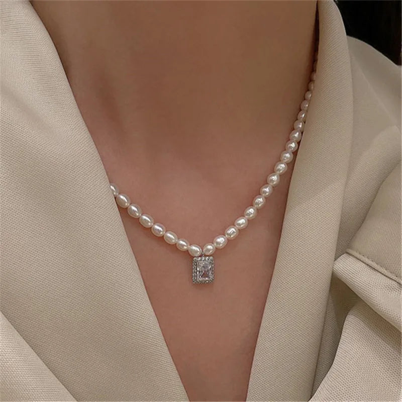 Miami Ice 6mm Pearl + Padlock Necklace
