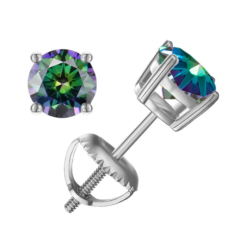 Moissanite Screws Back Ear Studs