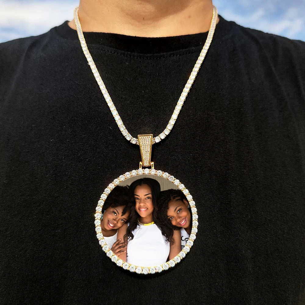 Miami Ice Vvs1 Custom Photo Pendant- Gold