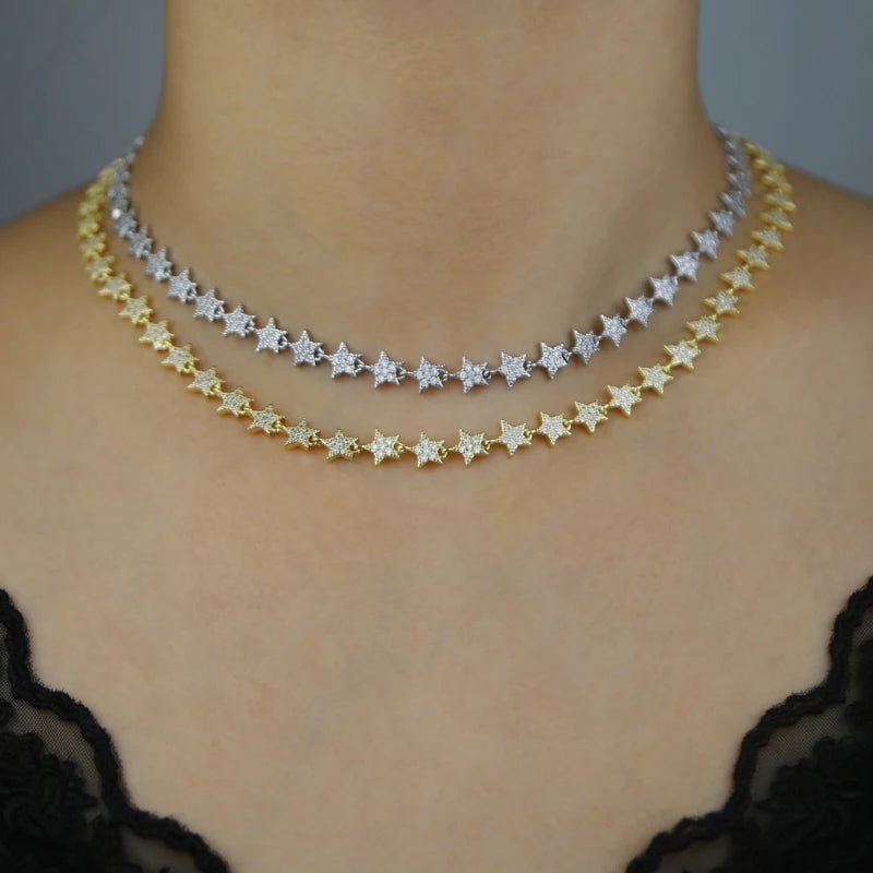 Miami Ice 8mm Iced Star Chain - White Gold