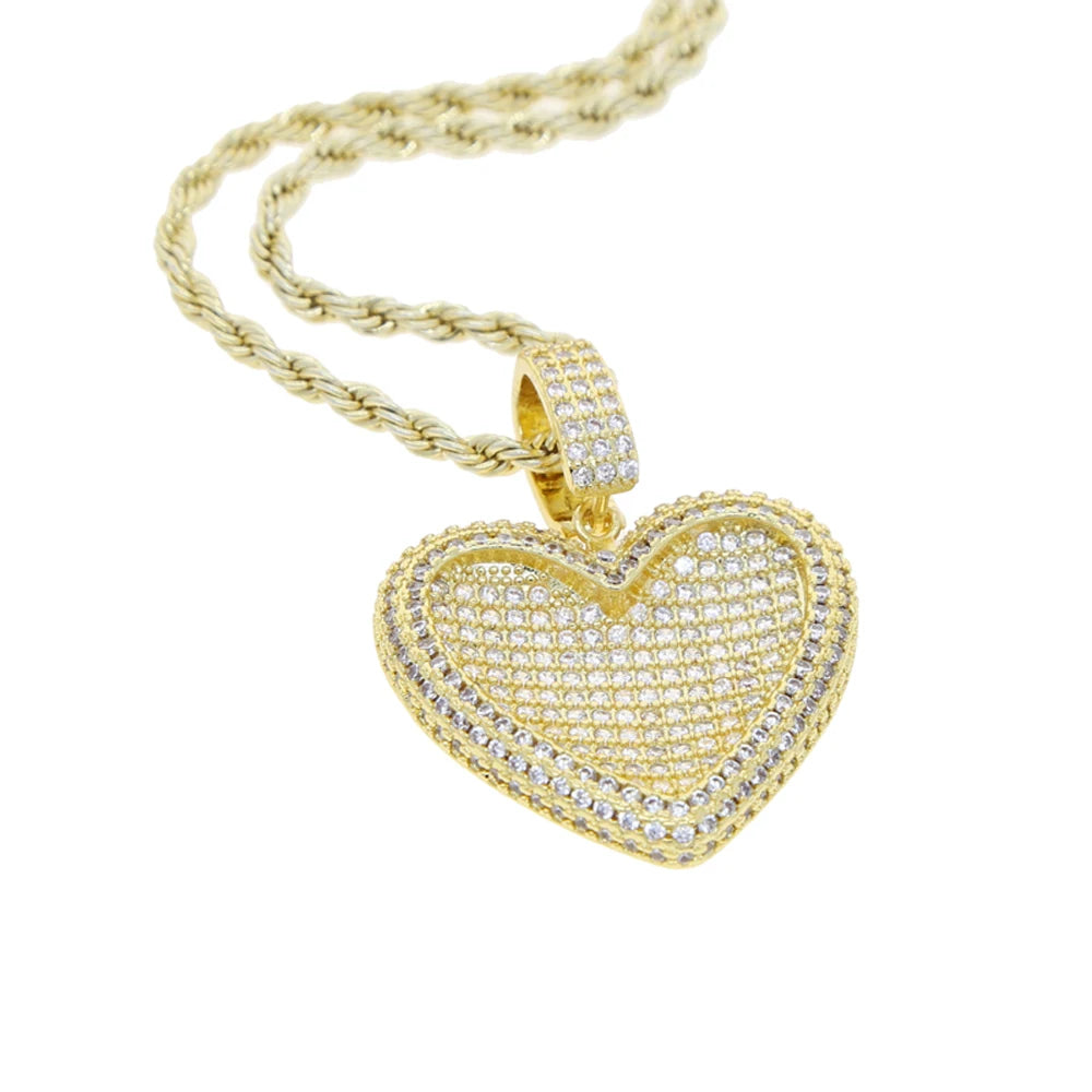 Miami Ice Moissanite Heart Pendant - Vermeil Gold