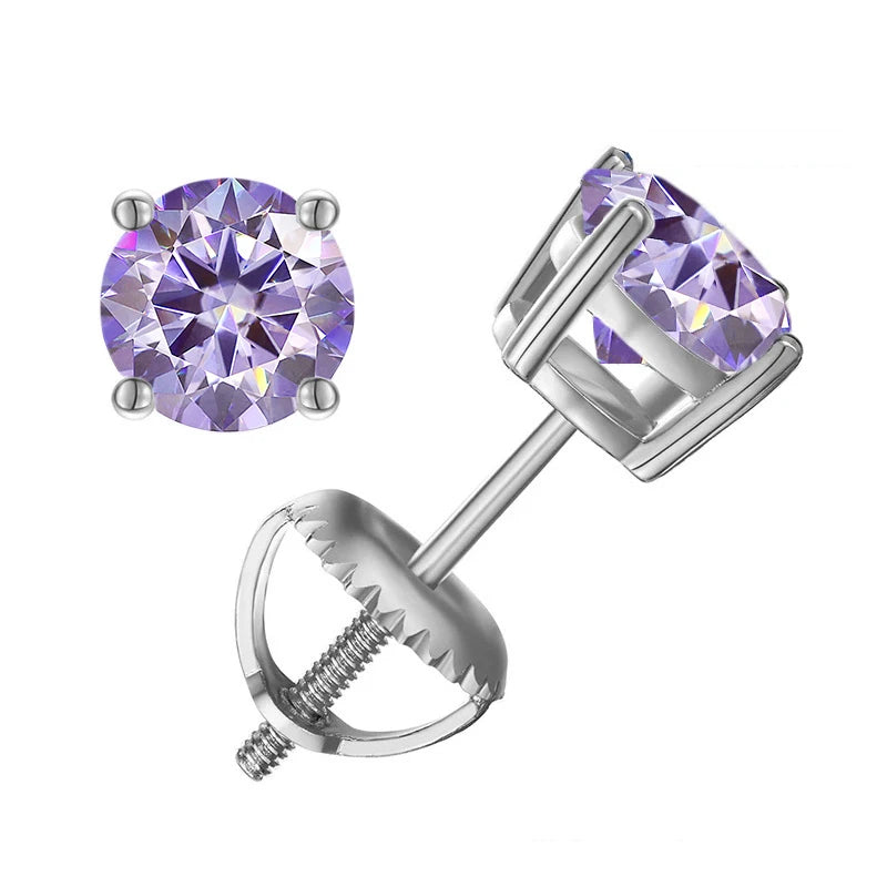 Moissanite Screws Back Ear Studs