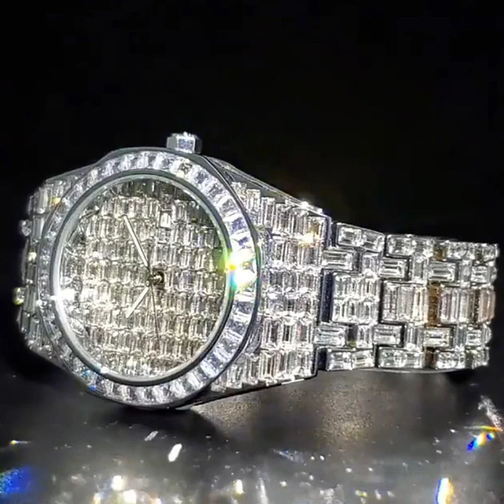 Miami Ice Luxury Hip Hop Men's Baguette Diamond Watch