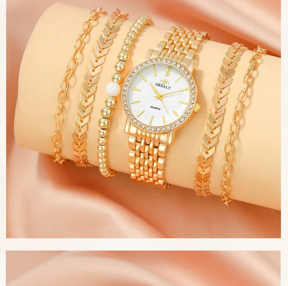 6pcs Dainty Quartz Watches & Bracelet Set