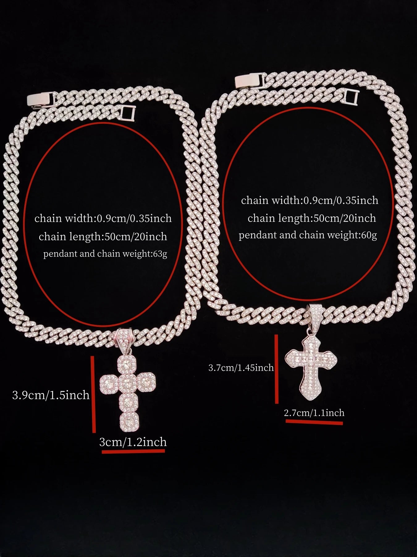 Hip Hop Cross Pendant Necklace