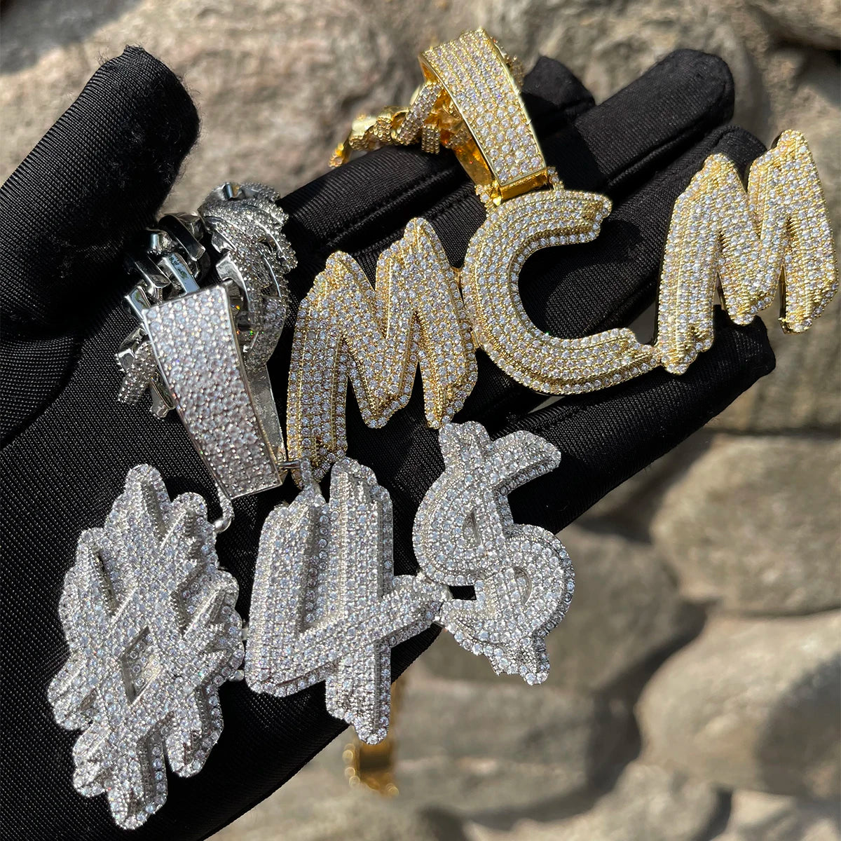 Bubble Letter Personalized Necklace for Men