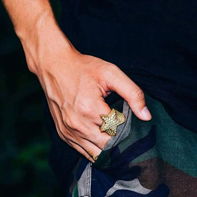 Hip Hop Rock Five Star Rings
