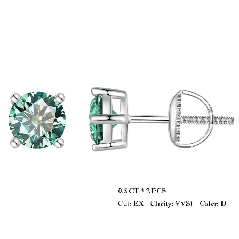 Miami Ice Blue Vvs Round 1ct Earrings - White Gold Vermeil